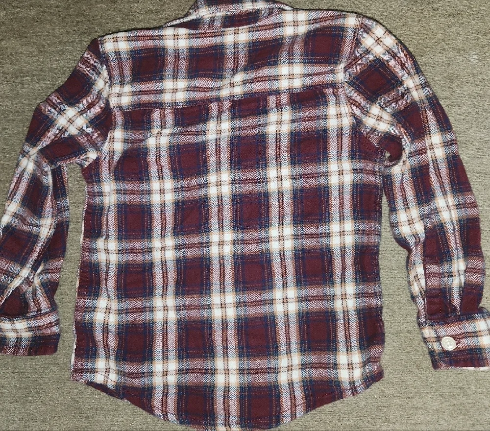 OshKosh B'gosh 2 Kids Plaid Flannel Button-Down Shirts - Blue and Burgundy